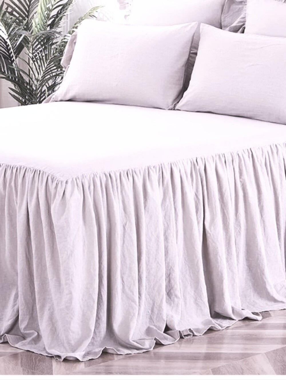 C&f Home 100% Cotton Linen Ruffled Bedspread/Oversized- NIP! Chic Elegance.